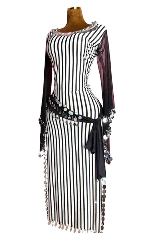 Striped Long Sleeve Midi Dress - Image 2