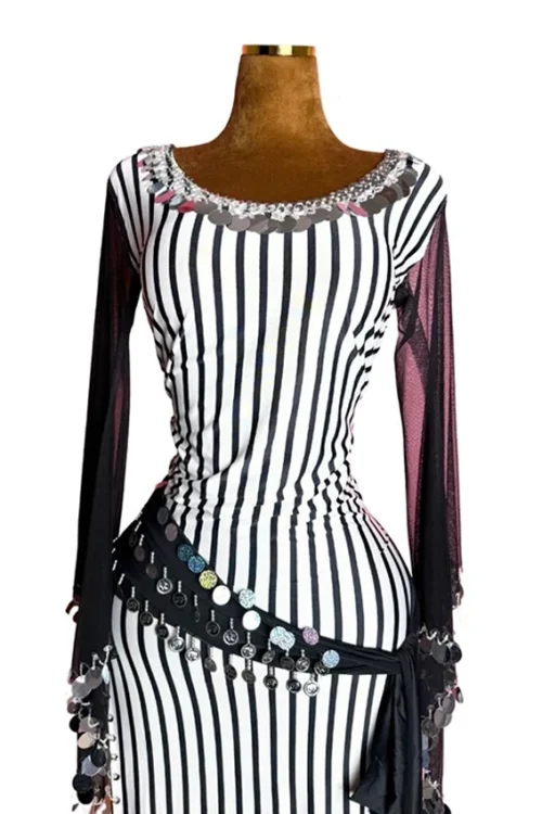 Striped Long Sleeve Midi Dress - Image 3