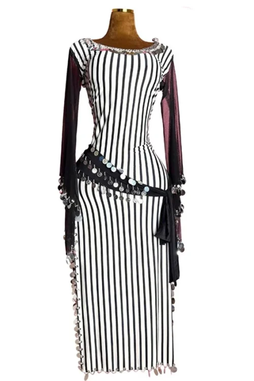 Striped Long Sleeve Midi Dress