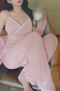 Elegant Sleeveless Romper Pajama Set