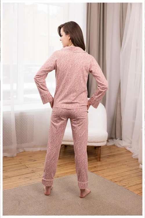Floral Long Sleeve Pajama Set - Image 4