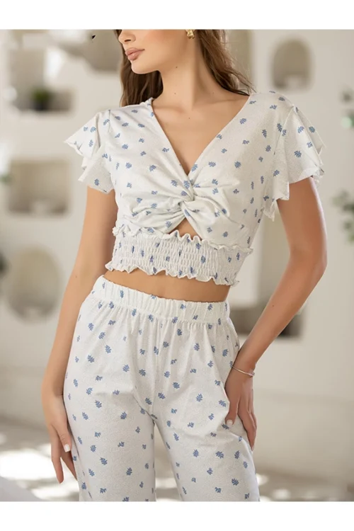 Floral Ruffle Sleeve Pants Set - Image 3