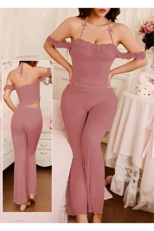 Lavender Off-Shoulder Pant Set - Image 5