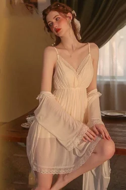 Elegant Lace Trim Nightgown