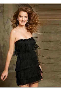 Elegant Fringe Strapless Dress