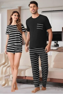 Striped Short Sleeve Lounge Set