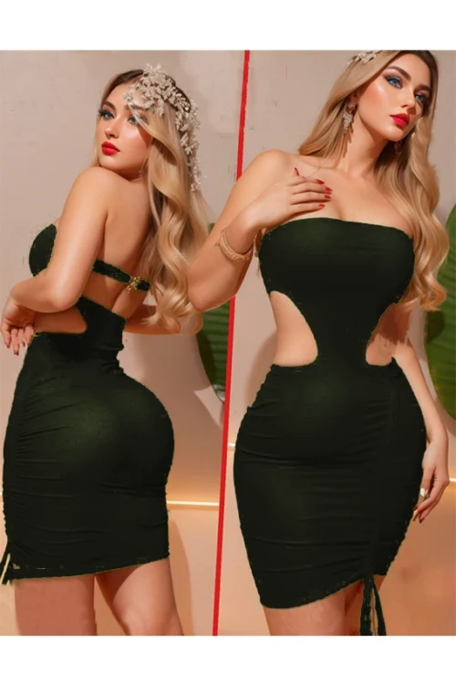 Strapless Red Cutout Mini Dress - Image 2