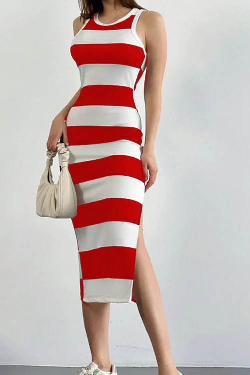 Striped Sleeveless Midi Dress - Image 3