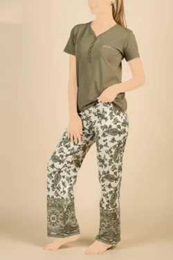 Floral Pattern Short Sleeve Pajama Set