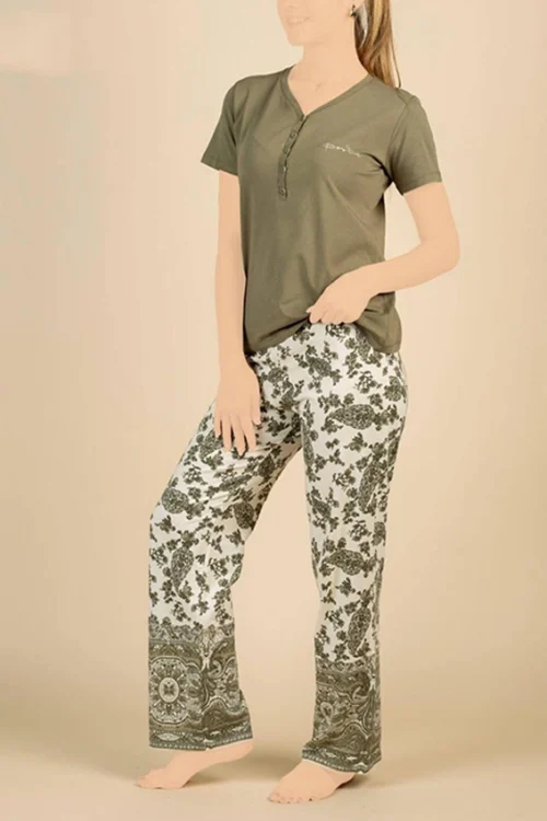 Floral Pattern Short Sleeve Pajama Set