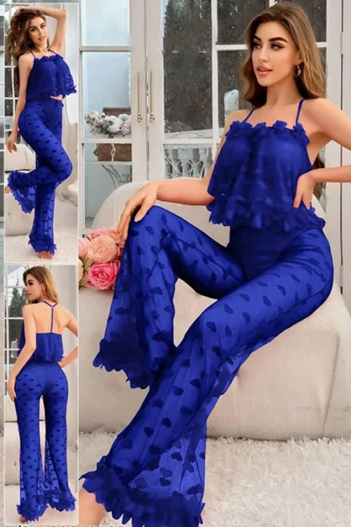 Heart Mesh Sleeveless Set