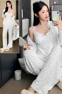 # Floral Pattern Sleeveless Pajama Set#