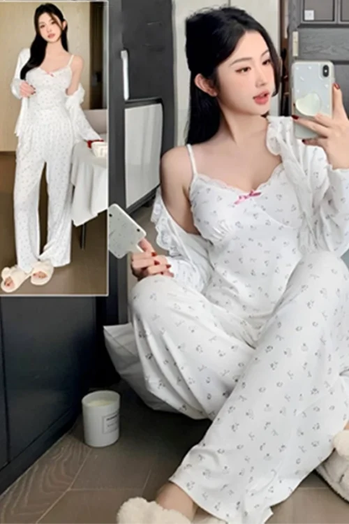 # Floral Pattern Sleeveless Pajama Set#