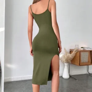 Ribbed Knit slit dress