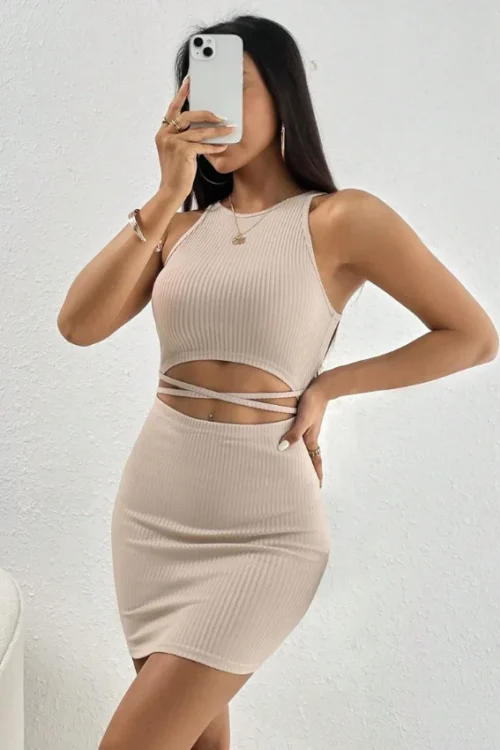 ripped beige dress