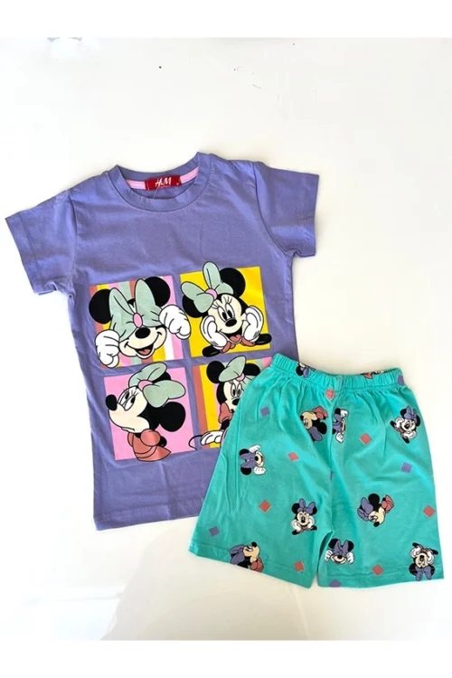 Cartoon Print T-Shirt and Shorts Set
