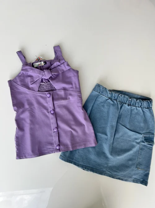 Stylish Sleeveless Top and Denim Skirt