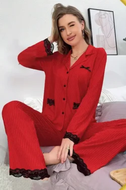 Elegant Striped Long Sleeve Pajama Set