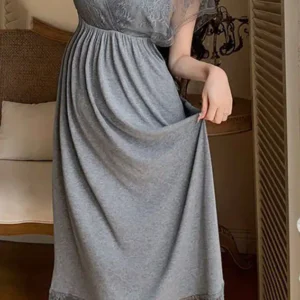 Elegant Lace Short Sleeve Nightgown