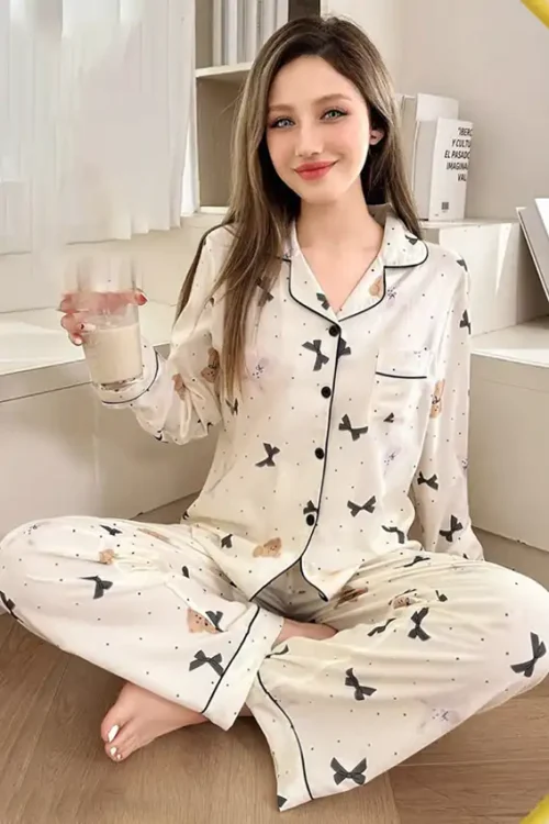 Stylish Printed Long Sleeve Pajamas - Image 2