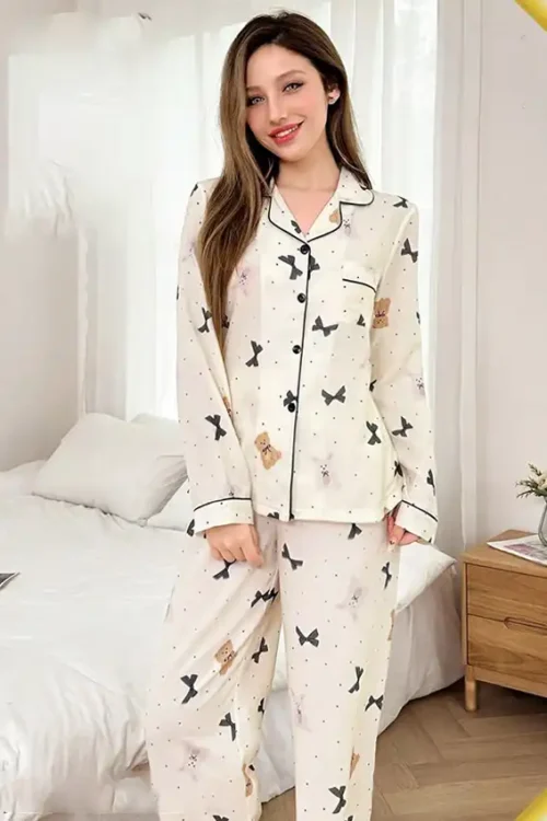 Stylish Printed Long Sleeve Pajamas - Image 3
