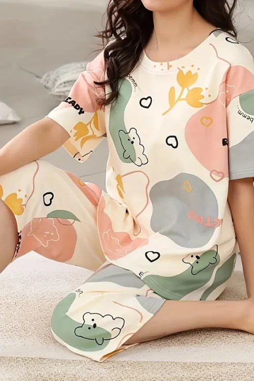 Colorful Short Sleeve Pajama Set - Image 2