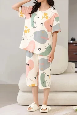 Colorful Short Sleeve Pajama Set