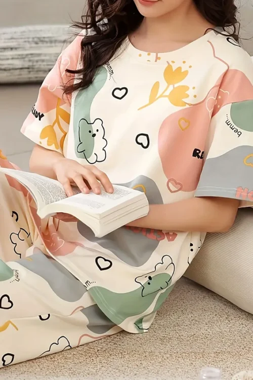 Colorful Short Sleeve Pajama Set - Image 3