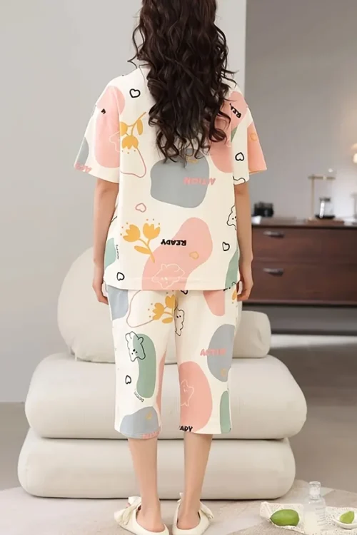 Colorful Short Sleeve Pajama Set - Image 4