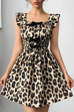 Chic Leopard Print Sleeveless Dress