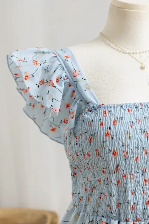 Floral Dress with Ruffle Sleeves - Image 5