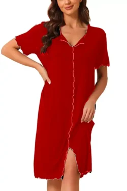 Red Short Sleeve Casual Dress