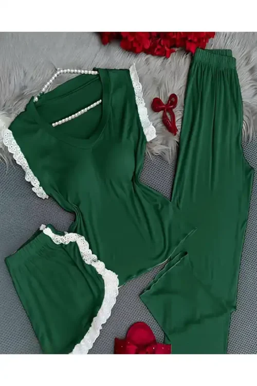 Lace Trim Short Sleeve Nightwear Set - Image 2
