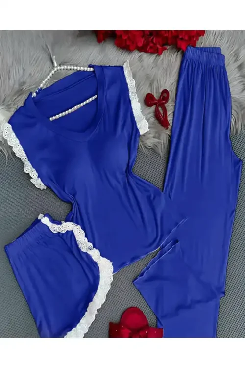 Lace Trim Short Sleeve Nightwear Set - Image 3