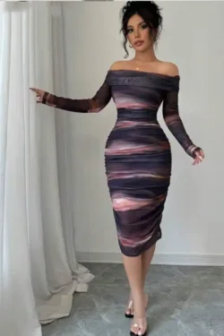 Elegant Off-Shoulder Long Sleeve Dress