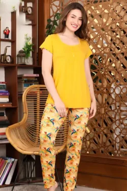 Floral Pants with Ruffle Sleeve Top