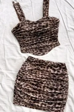 Stylish Leopard Print Two-Piece Set