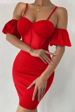 Elegant Red Off-Shoulder Dress