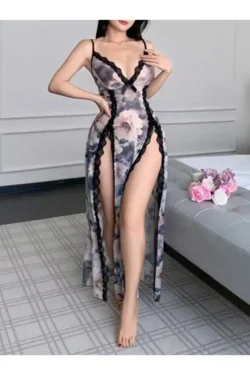 Elegant Floral Sleeveless Gown Dress