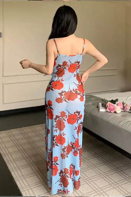 Floral Sleeveless Dress with Lace Details - Image 3