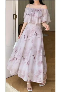 Elegant Floral Off-Shoulder Dress