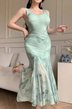Elegant Butterfly Sleeveless Dress