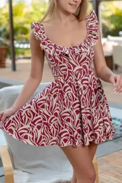 Floral Ruffle Short Sleeve Dress