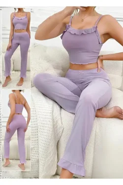 Ruffled Sleeveless Lounge Set