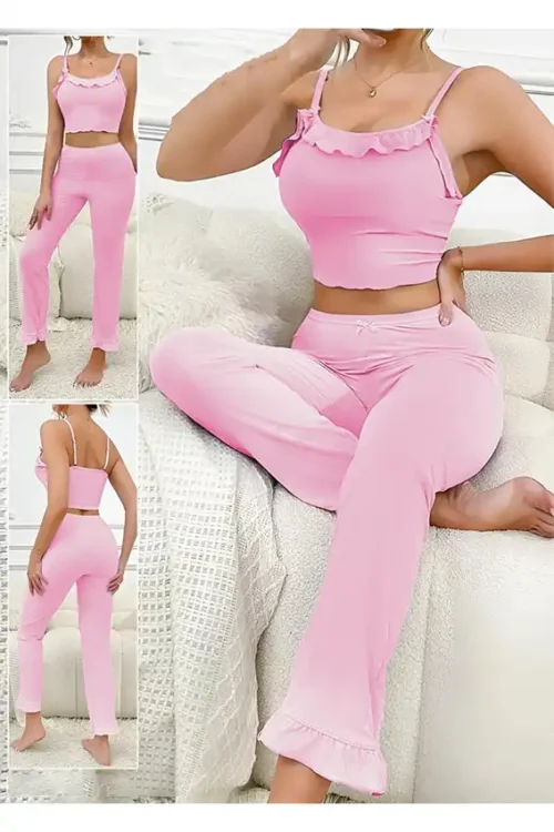 Ruffled Sleeveless Lounge Set - Image 3