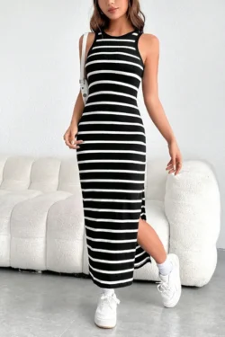 Striped Sleeveless Maxi Dress