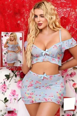 Floral Ruffle Off-Shoulder Set