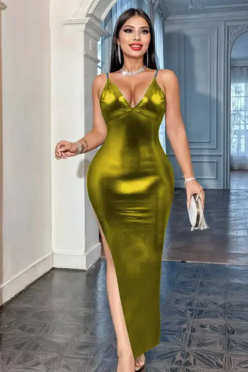 Elegant Sleeveless Satin Evening Dress - Image 2