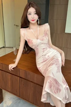 Elegant Floral Sleeveless Dress