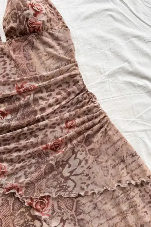 Leopard Halter Backless Dress - Image 3